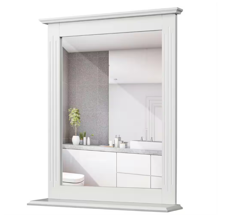 Bathroom Wall Mirror with Shelf Square Vanity Makeup Mirror Multipurpose Usage