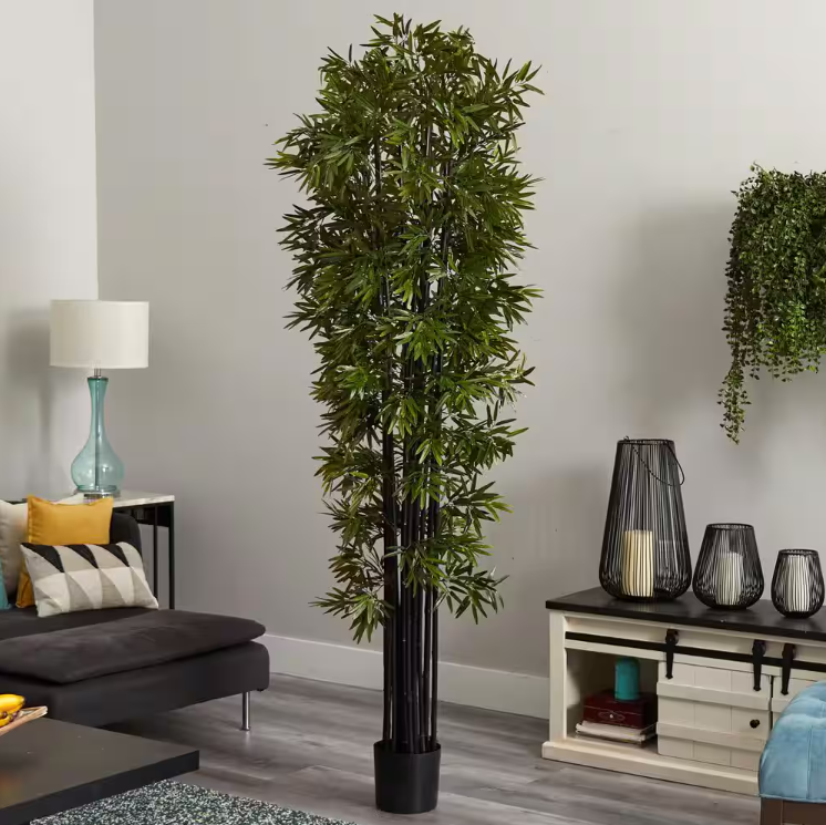 Indoor/Outdoor 7 ft. Bamboo Artificial Tree with Black Trunks UV Resistant