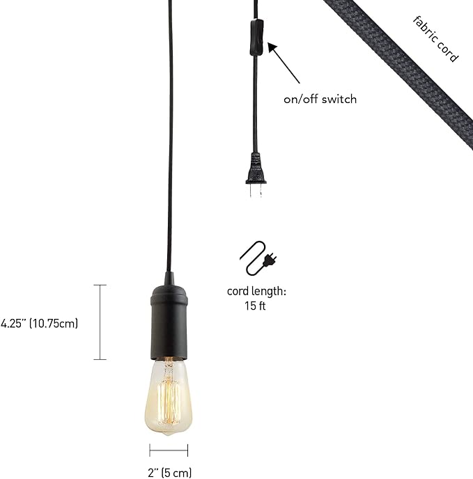 Globe Electric 65114 1LGT Plug Mini Pendant