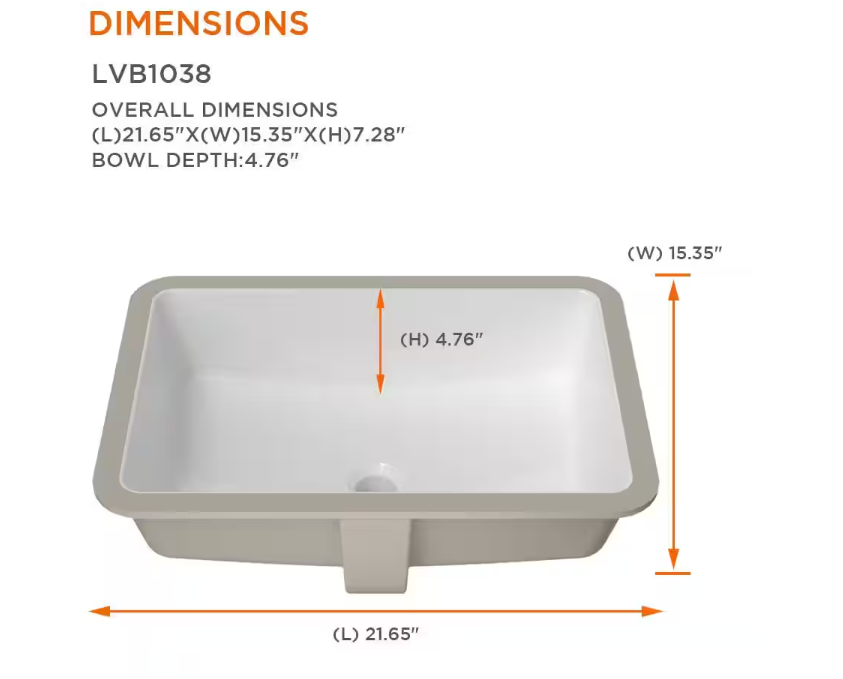 22 in. Ceramic Rectangular Undermount Bathroom Sink in White with Overflow Drain