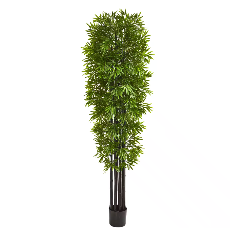 Indoor/Outdoor 7 ft. Bamboo Artificial Tree with Black Trunks UV Resistant