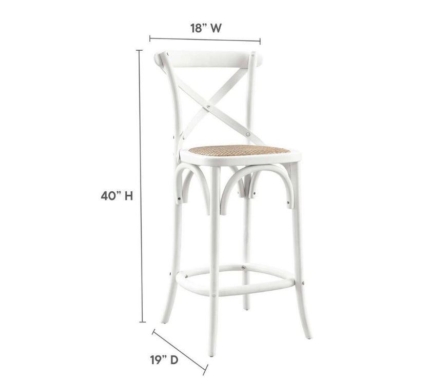 Gear 39.5 in. ELM Wood Counter Bar Stool in White