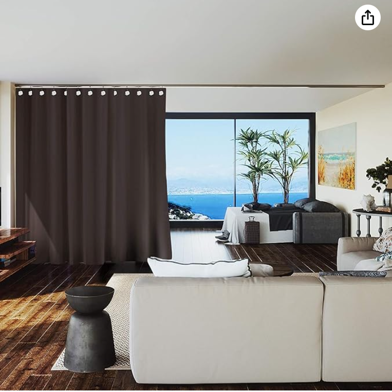 Room/Dividers/Now Premium Room Divider Curtain, 8ft Tall x 15ft Wide (Mocha) | Premium Curtains for Room Partition, Privacy or Blackout | Large Room Divider Curtain | Room Dividers Curtains