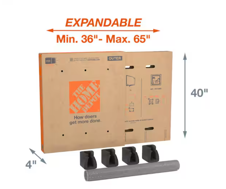 37.5 in. L x 6 in. W x 41 in. D Heavy Duty Large Adjustable TV Box and Picture Moving Box (2-Pack)