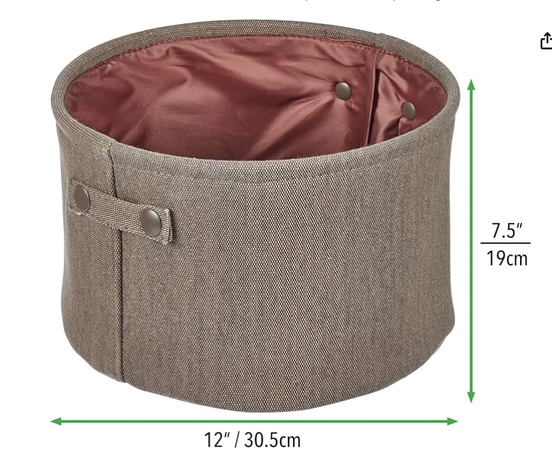 mDesign Soft Espresso Cotton Fabric Storage Bin with Handles -