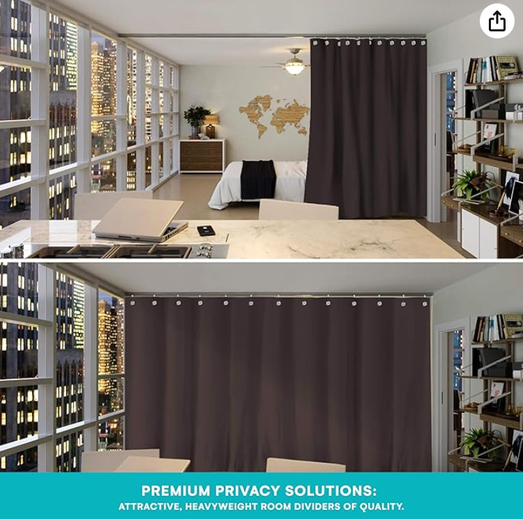 Room/Dividers/Now Premium Room Divider Curtain, 8ft Tall x 15ft Wide (Mocha) | Premium Curtains for Room Partition, Privacy or Blackout | Large Room Divider Curtain | Room Dividers Curtains