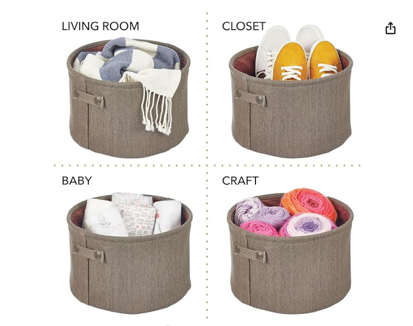 mDesign Soft Espresso Cotton Fabric Storage Bin with Handles -