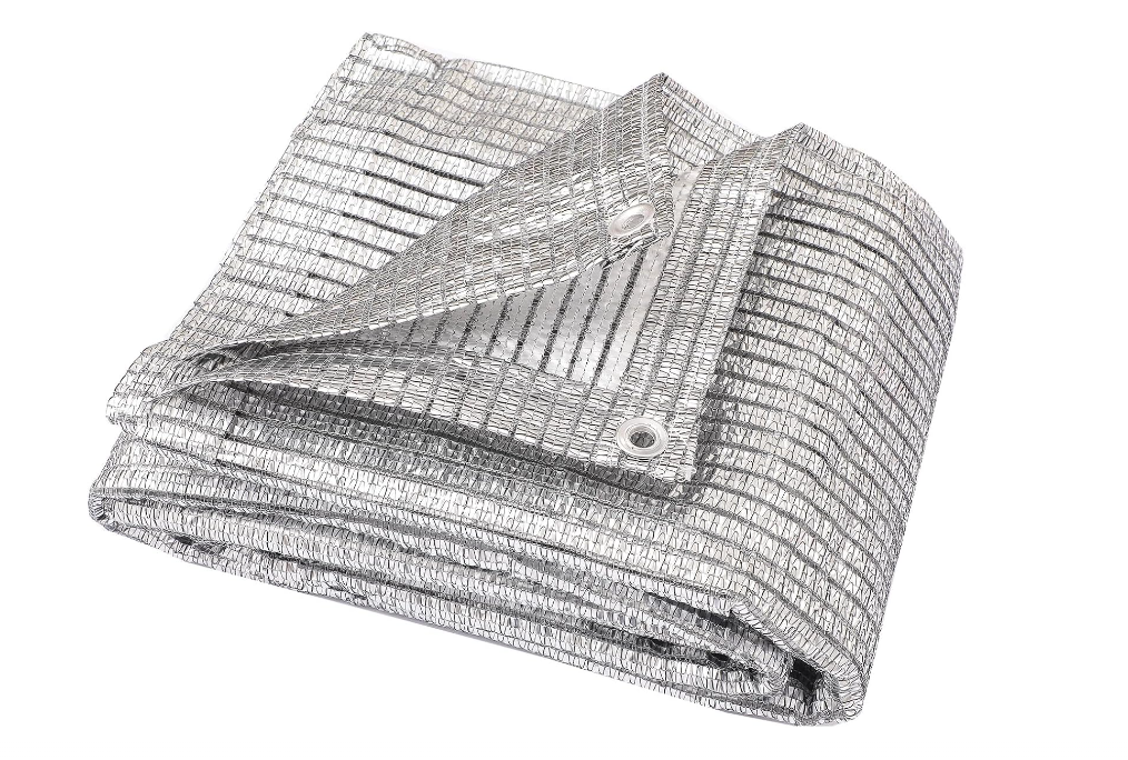 65% Aluminet Shade Cloth with Grommets Mesh Sun Block Fabric Cover Canopy Sun Reflect Pet Shade Garden 10ft x 18ft
