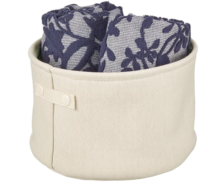 mDesign Soft Cream Cotton Fabric Storage Bin with Handles -