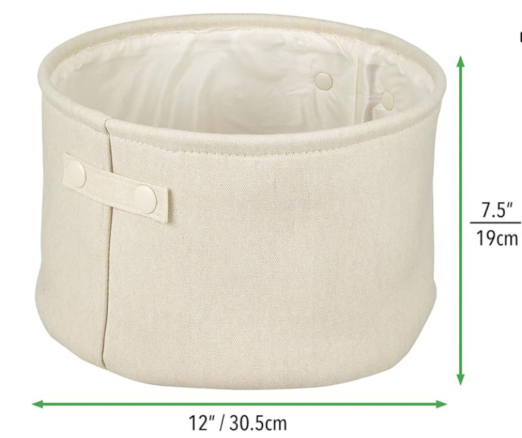 mDesign Soft Cream Cotton Fabric Storage Bin with Handles -