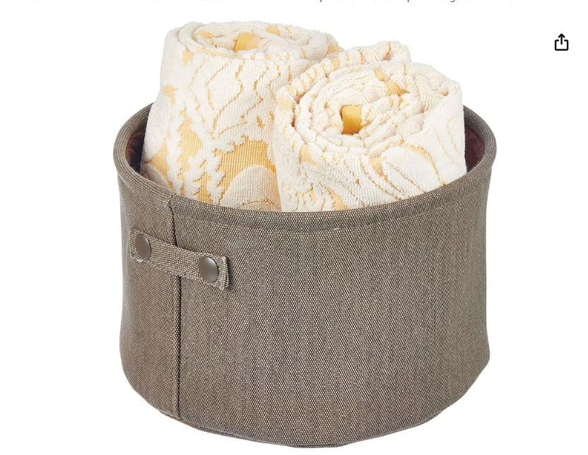 mDesign Soft Espresso Cotton Fabric Storage Bin with Handles -