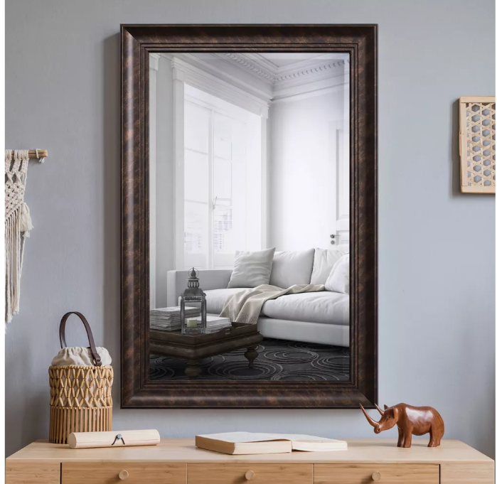 Decorative Wall Mirror with Beveled Edge Tan - Yosemite Home Decor