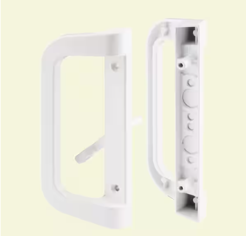 Diecast, White, Mortise Style Sliding Door Handle Set