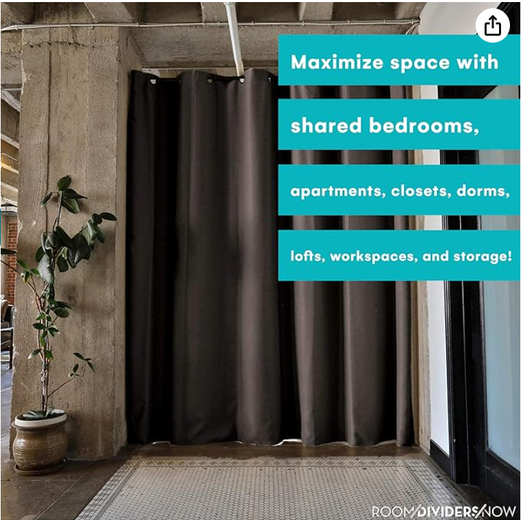 Room/Dividers/Now Premium Room Divider Curtain, 8ft Tall x 15ft Wide (Mocha) | Premium Curtains for Room Partition, Privacy or Blackout | Large Room Divider Curtain | Room Dividers Curtains