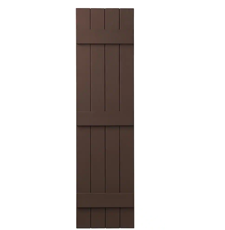15 in. x 59 in. Polypropylene 4-Board Closed Board and Batten Shutters Pair in Terra Brown