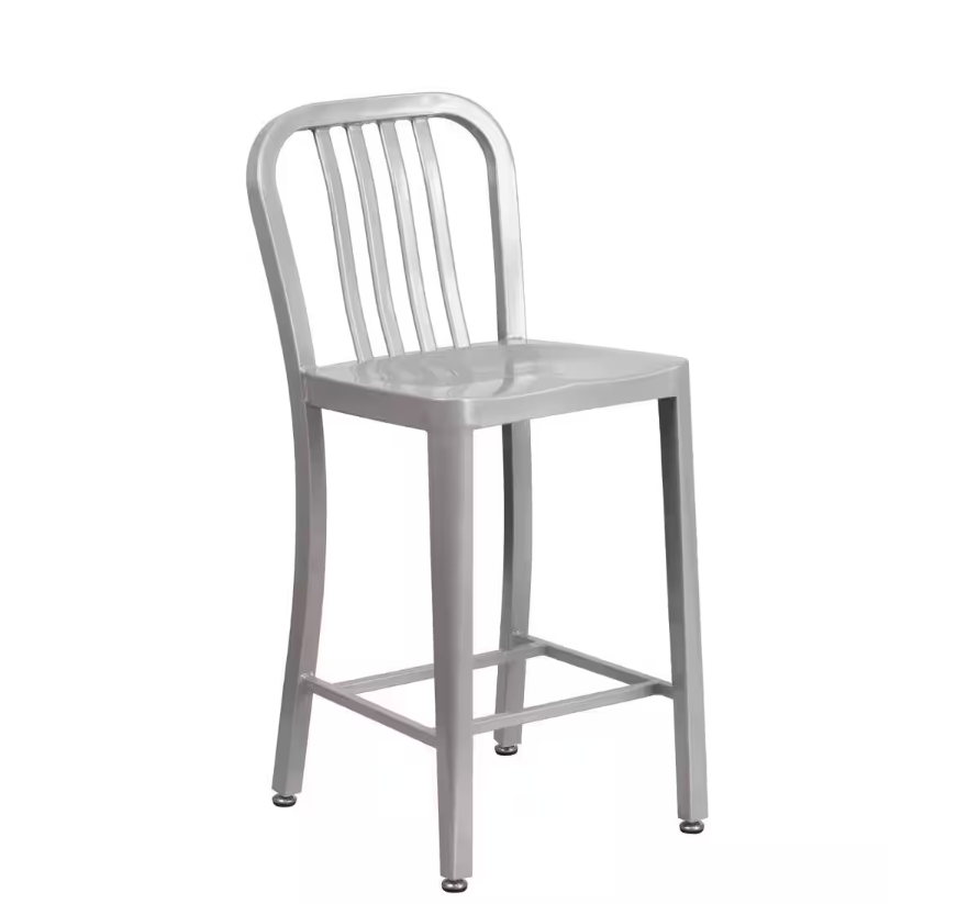 24.5 in. Silver Metal Bar Stool