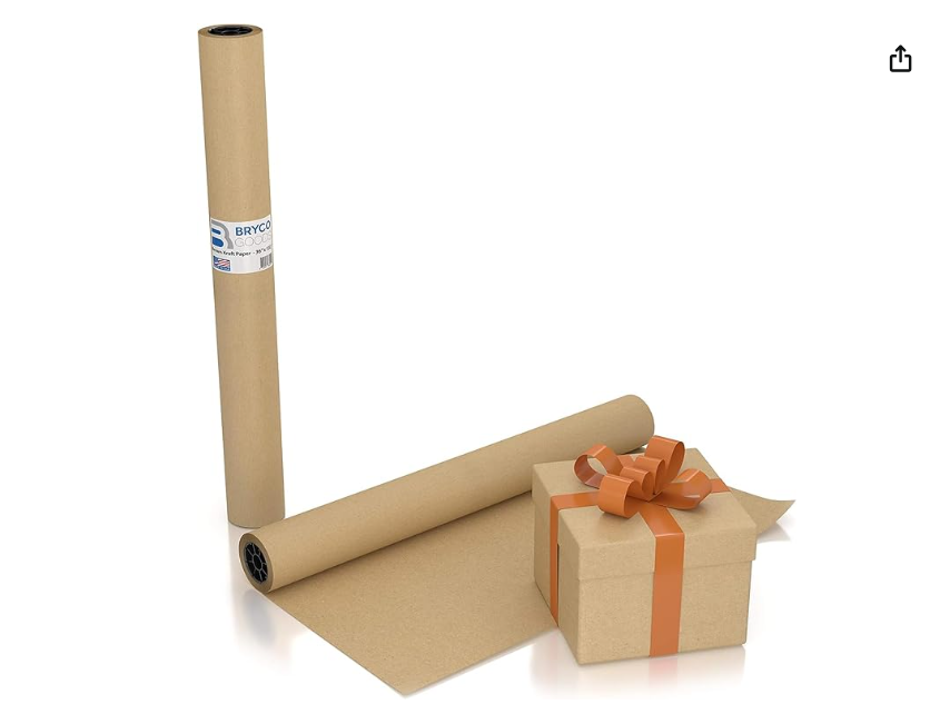 Large Brown Kraft Paper Roll - 36" x 1200" (100 ft) - Made in USA - Ideal for Gift Wrapping, Packing, Moving, Postal, Shipping, Parcel, Wall Art, Crafts, Bulletin Boards, Floor Cover or Table Runner