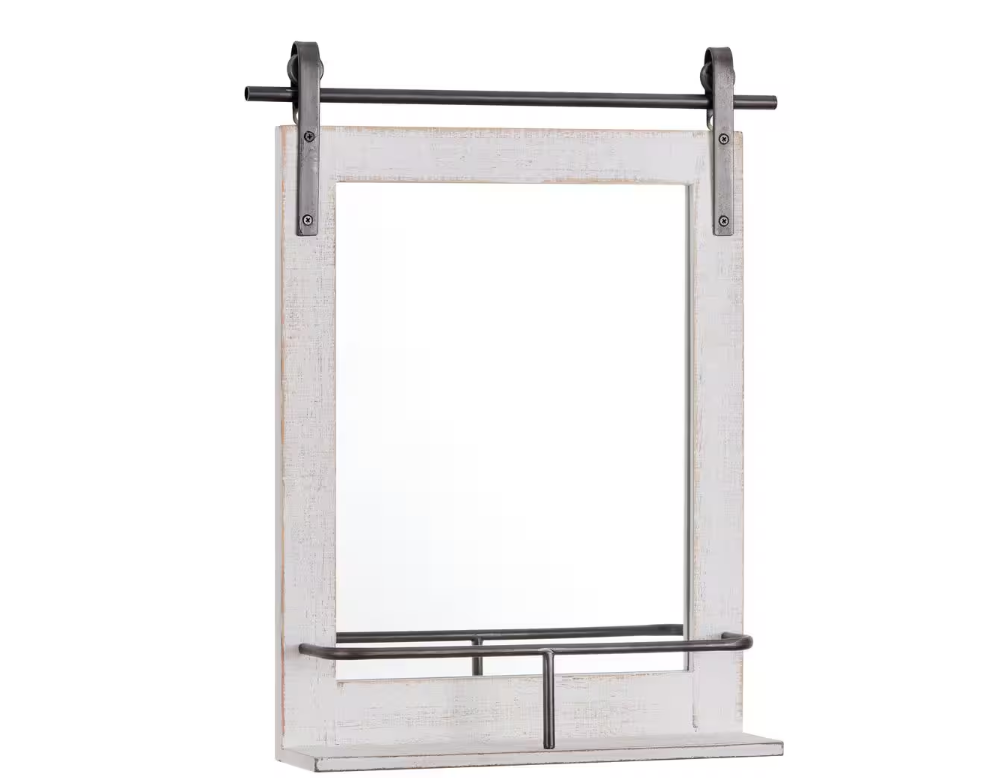 Medium Rectangle Rustic White Classic Mirror (25 in. H x 20 in. W)