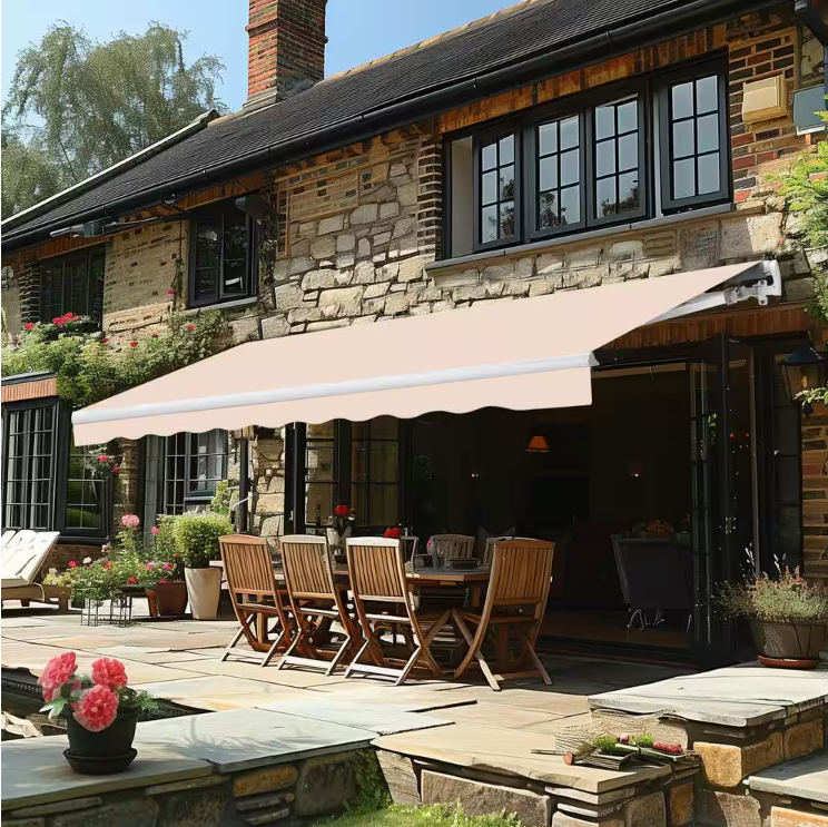10 ft. W x 8 ft. L Manual Patio Retractable Awnings in Beige
