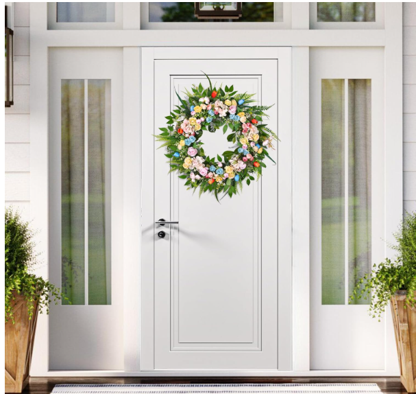22 Inch Handmade Spring Wreath with Multi-Color Flowers
