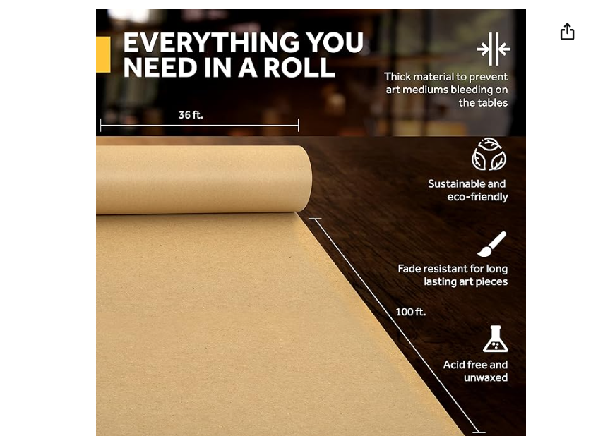 Large Brown Kraft Paper Roll - 36" x 1200" (100 ft) - Made in USA - Ideal for Gift Wrapping, Packing, Moving, Postal, Shipping, Parcel, Wall Art, Crafts, Bulletin Boards, Floor Cover or Table Runner