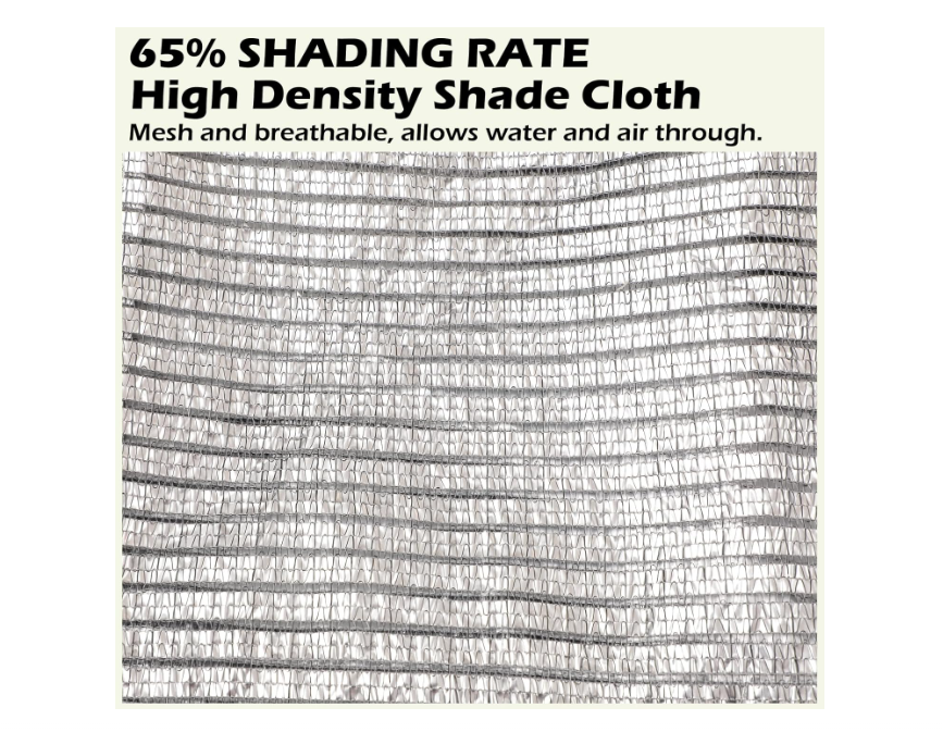 65% Aluminet Shade Cloth with Grommets Mesh Sun Block Fabric Cover Canopy Sun Reflect Pet Shade Garden 10ft x 18ft