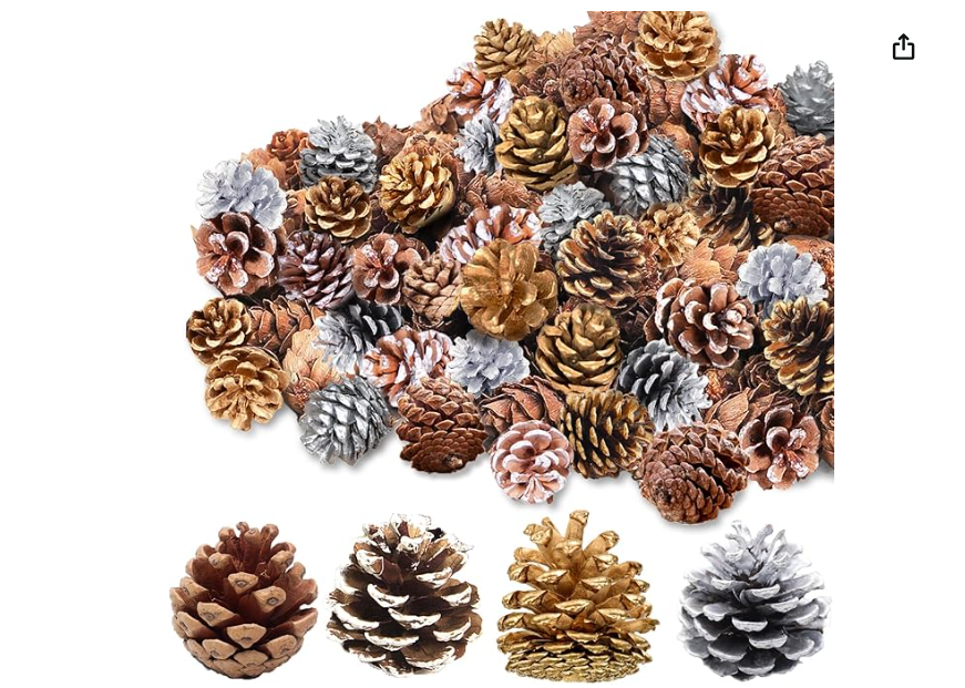 144 Pcs Natural Pine Cones, Christmas Pinecones Ornaments, Rustic Pine Cone Decorations for DIY Crafts, Home, Thanksgiving, Christmas, Halloween, Craft
