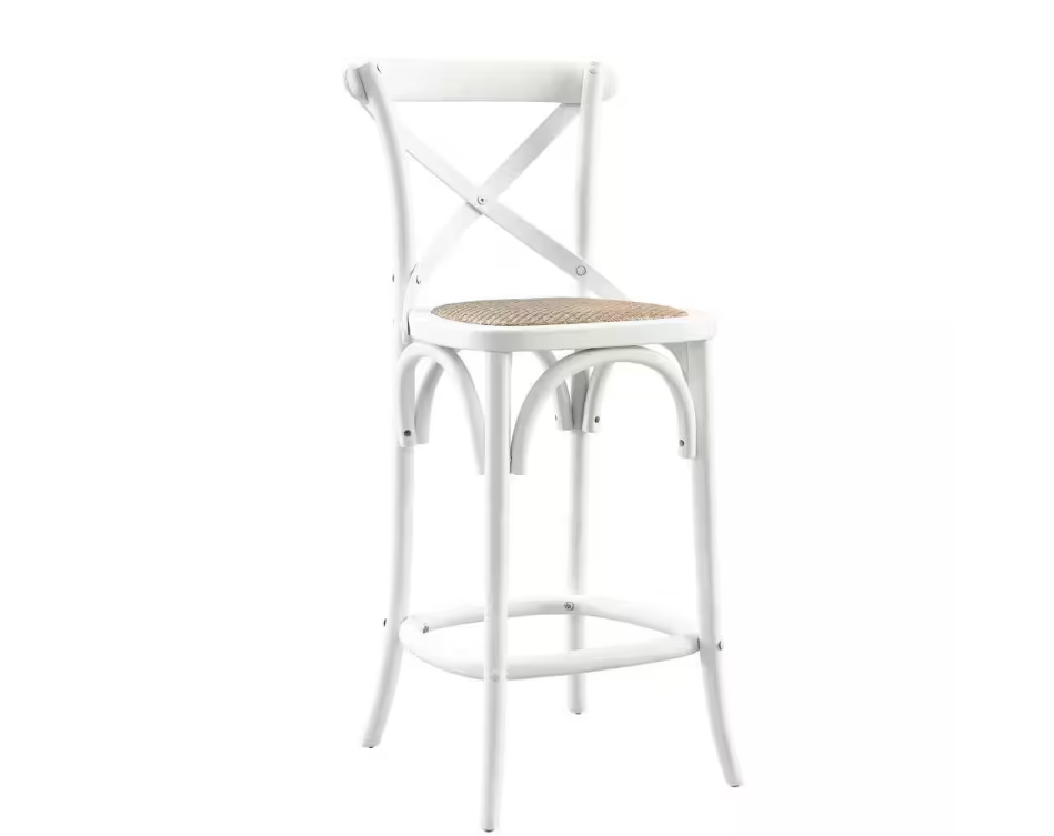 Gear 39.5 in. ELM Wood Counter Bar Stool in White