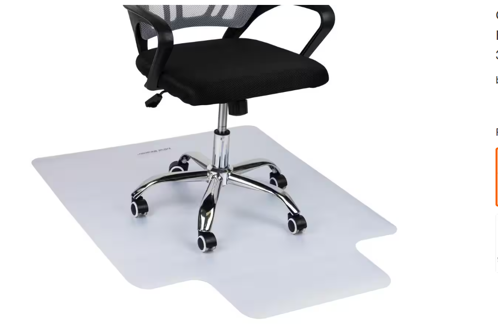 Clear PVC Office Chair Mat for Hardwood Floors Under Desk Floor Protector 47 in. L x 35.25 in. W x 0.125 in. H