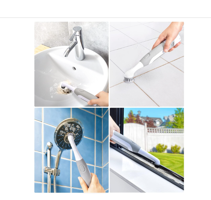 kHelfer Electric Cleaning Brush with Battery Power, KH6A Small Electric Grout Brush&5 Replacement Brush, Lightweight Waterproof Brush for Grout, Tile, Corner, Kitchen, Bathroom