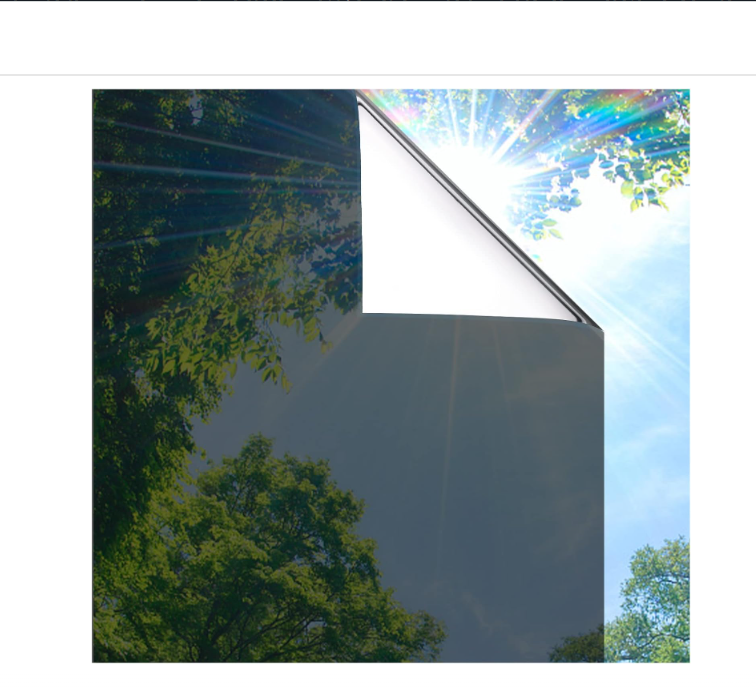 Coavas One Way Privacy Window Film Reflective Window Film See Out Not in Window Film Sun Blocking Heat Control Anti UV Non-Adhesive Static Cling for Home Office, 35.4 Inch X 6.5 Feet