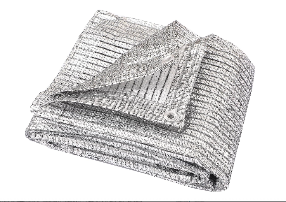 65% Aluminet Shade Cloth with Grommets Mesh Sun Block Fabric Cover Canopy Sun Reflect Pet Shade Garden 10ft x 18ft