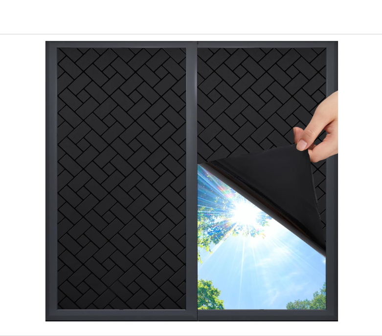 Coavas Total Blackout Window Film 100% Light Sun Blocking Window Covering Darkening Privacy Heat Control Static Cling Removable No Glue Anti Glare Reflective Film for Home,35.4 x 78.7 inches