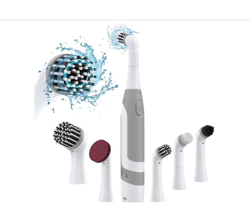 kHelfer Electric Cleaning Brush with Battery Power, KH6A Small Electric Grout Brush&5 Replacement Brush, Lightweight Waterproof Brush for Grout, Tile, Corner, Kitchen, Bathroom