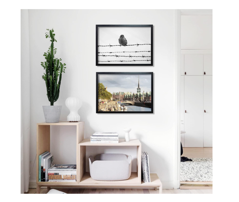HappyHapi 18x24 Picture Frame, 18x24 Poster Frame Black, Wood Pattern Puzzles Frames for Wall Gallery, 18x24 Frame for Art Prints, Vertically or Horizontally, Wall Mounting Hardware Included, 2 Pack
