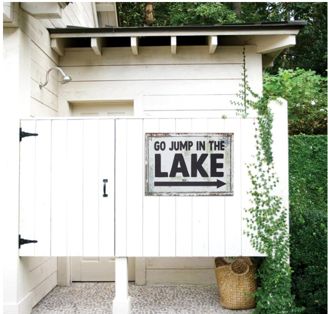 SwallowLiving Large Go jump in the lake sign decor 36x27 inch Canvas Wall Art Lake Themed Paintings for Lake House Bedroom Living Room