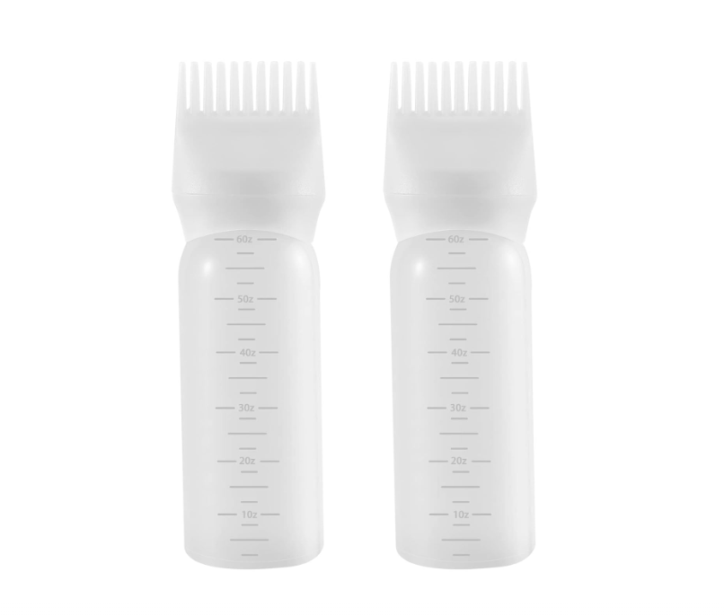 Pimoys Root Comb Applicator Bottle 6 Ounce, 2 Pack Hair Oil Applicator, Applicator Bottle for Hair Dye Applicator Bottle with Graduated Scale, White