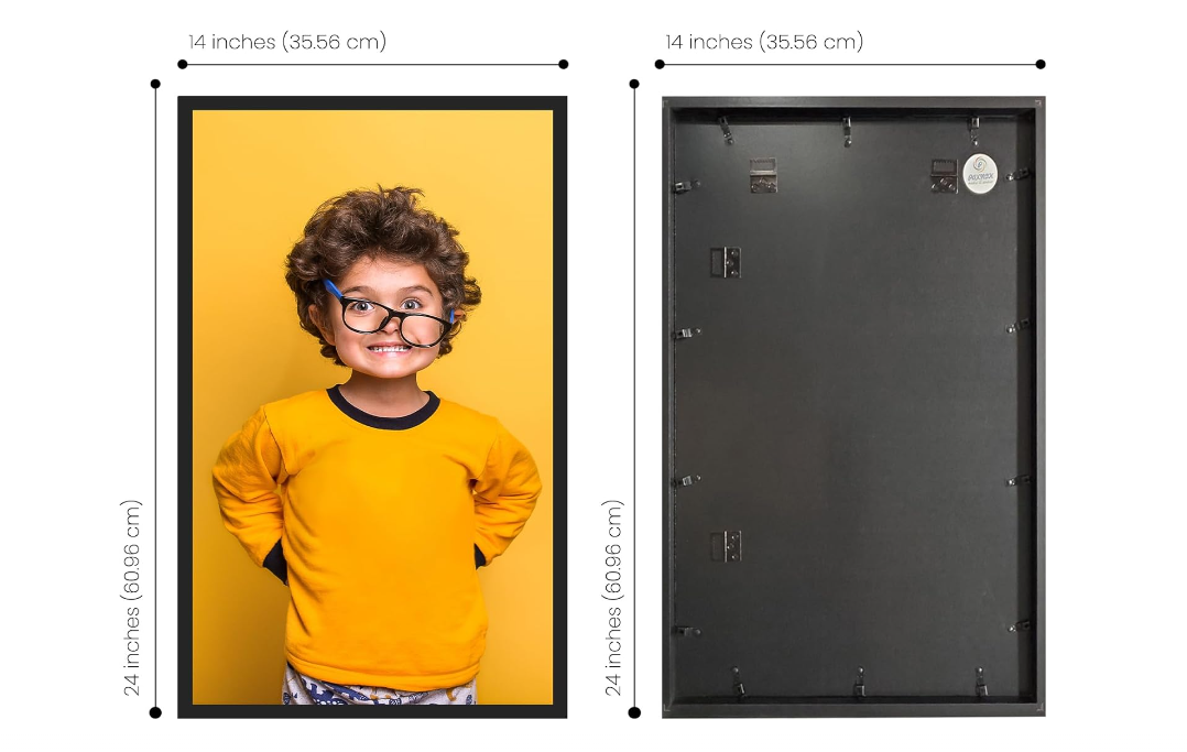 Black 14x24 Picture Frame, High Definition Plexiglass Display 24x14 Big Frame with Hanging Hardware|Horizontal and Vertical Wall Hanging Option Suitable for Photos, Artworks, Posters (1,14x24)