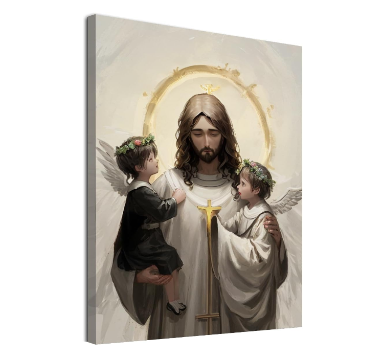 Framed Jesus Wall Art Christ Religion Canvas Wall Decor Minimalist Boho Christian Home Pictures Paintings for Living Room Bedroom Church Decorations, 16 x 24 Inch