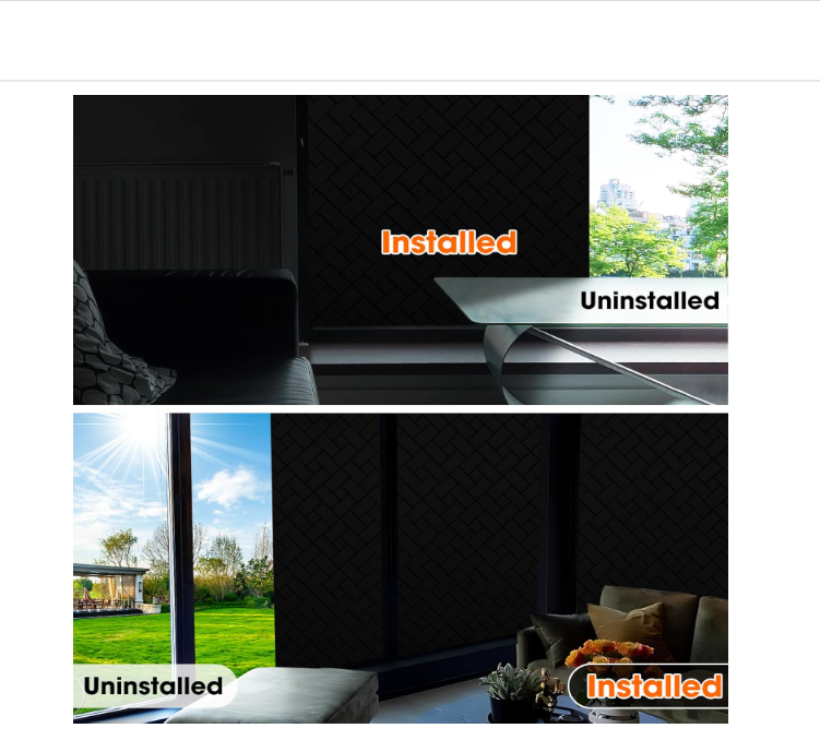 Coavas Total Blackout Window Film 100% Light Sun Blocking Window Covering Darkening Privacy Heat Control Static Cling Removable No Glue Anti Glare Reflective Film for Home,35.4 x 78.7 inches