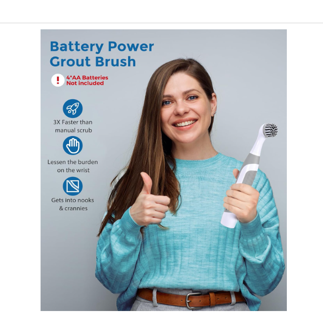 kHelfer Electric Cleaning Brush with Battery Power, KH6A Small Electric Grout Brush&5 Replacement Brush, Lightweight Waterproof Brush for Grout, Tile, Corner, Kitchen, Bathroom