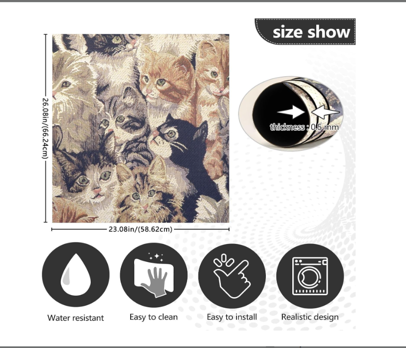 Cat Animal Cute Dishwasher Magnet Cover Kitchen Dishwasher Sticker, Easily Trimmable Decorative Dishwasher Covers for Dish Washer Door Sticker,Refrigerator 23 X 26 Inch