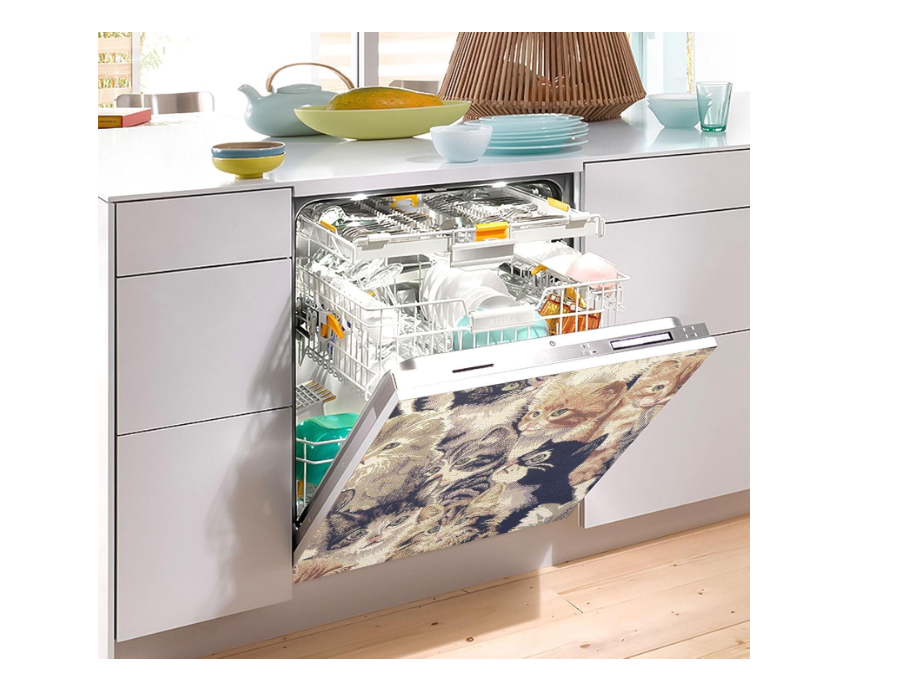Cat Animal Cute Dishwasher Magnet Cover Kitchen Dishwasher Sticker, Easily Trimmable Decorative Dishwasher Covers for Dish Washer Door Sticker,Refrigerator 23 X 26 Inch