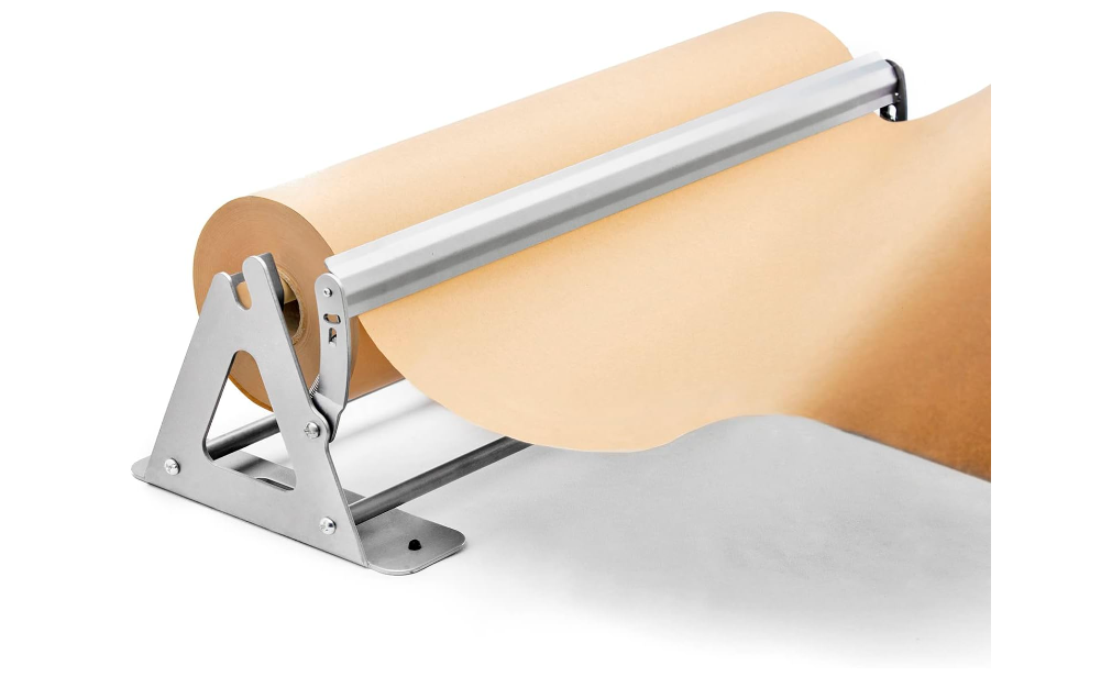 DIY Crew 18 Inch Paper Roll Dispenser and Cutter - Heavy-Duty Wall Mountable, Non Slip Tabletop - Kraft, Freezer, Butcher Paper - Up to 1000ft Rolls
