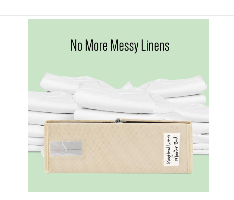 JSEVEN Linen Organizer, SheetCube Foldable Bed Sheet Organizing 2Pcs set, Beige Color, Fabric Storage Bin for Bed Sheets, Duvet Cover and Pillowcases,