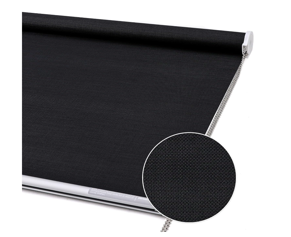 ChrisDowa Light Filtering Roller Shades, with 5% Openness Solar Screen, UV Protection Fabric. Solar Semi Sheer Roller Blinds for Office and Home. Easy to Install. Black, 34"W x 72"H