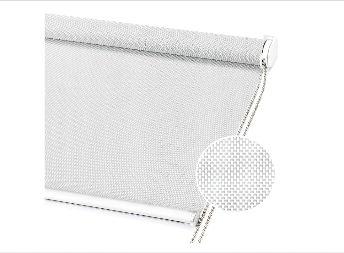 ChrisDowa Light Filtering Roller Shades, with 5% Openness Solar Screen, Flame Retardant, Water Proof Fabric. Solar Semi Sheer Roller Blinds for Office and Home. Easy to Install.Grey,58" W x 72" H