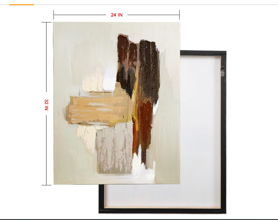 ArtbyHannah 24x32 Inch Vertical Abstract Paintings Wall Art, Textured Grey Beige Canvas for Modern Living Room Bedroom Fall Decor Hand-Painted 3D Artwork