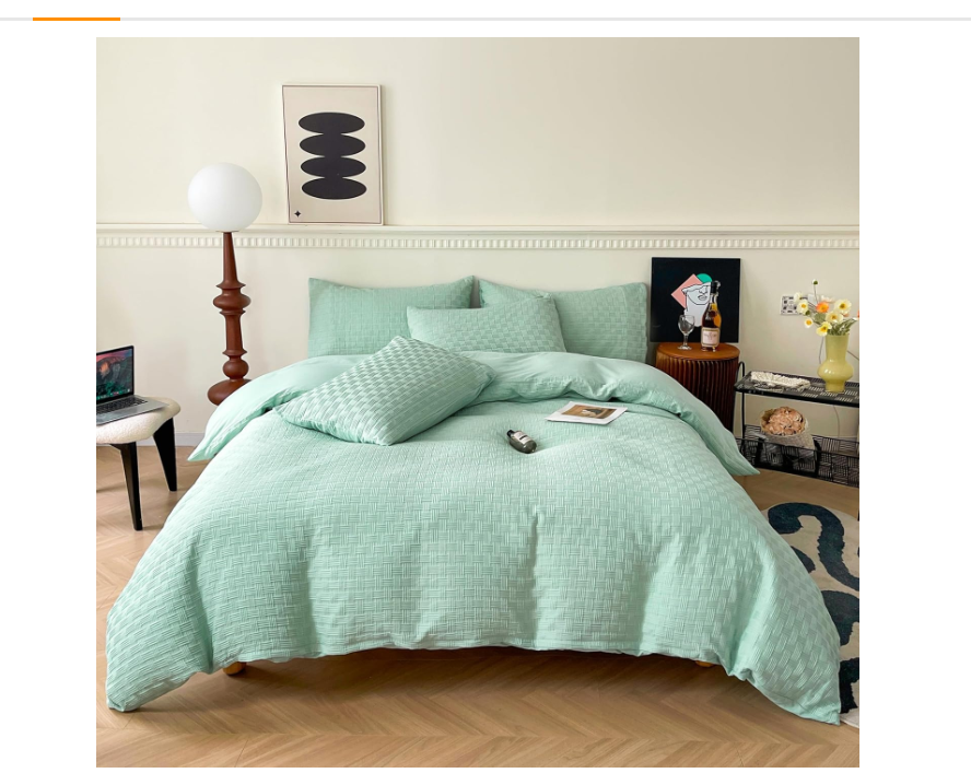 White Duvet Cover - 3 Pcs king Size Soft Breathable Microfiber Knit Jacquard Waffle Stripe Comfort Duvet Cover Set, (Green-Waffle, King(104"x 90"))