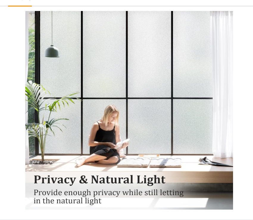 Coavas Window Privacy Film Frosted Glass Window Film Stained Glass Window Film Bathroom Window Frosting Film Day and Night Privacy Heat Blocking Non-Adhesive Window Covering for Home Office 23.6x78.7